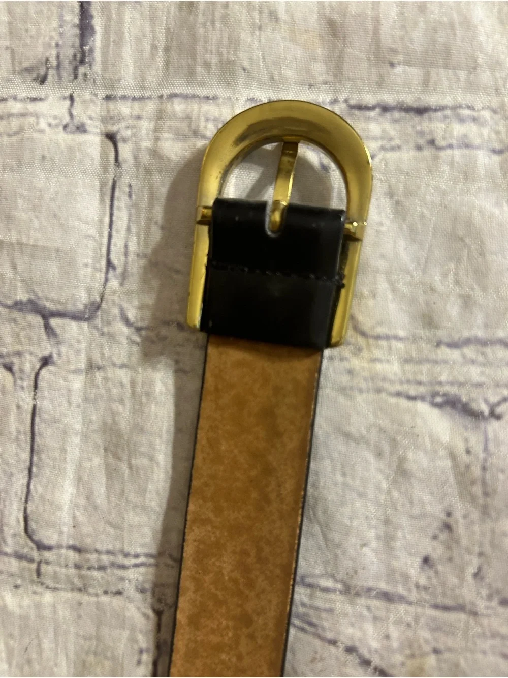 JONES NEW YORK HAND GLAZED P.U.COATED SPLIT COWHIDE TAIWAN MADE BLACK BELT L
